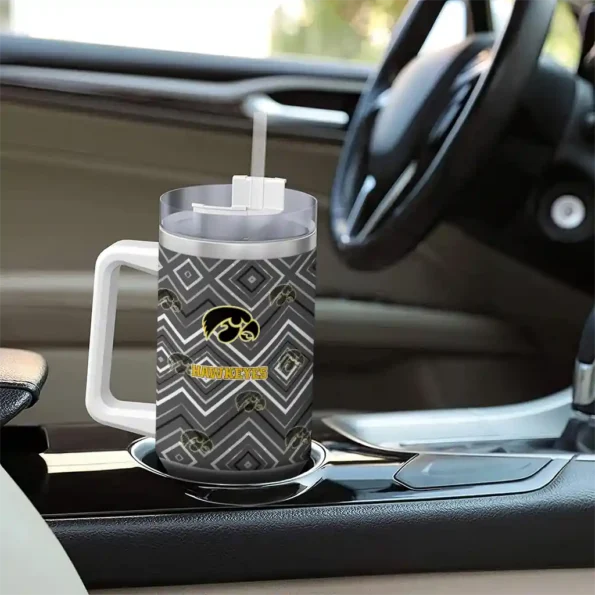 customized iowa hawkeyes bold diamonds black curved tumbler trendy.webp