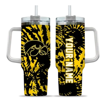 customized iowa hawkeyes burst swirl black curved tumbler best selling.webp
