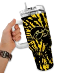 customized iowa hawkeyes burst swirl black curved tumbler best selling.webp