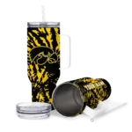 customized iowa hawkeyes burst swirl black curved tumbler best selling.webp