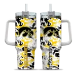 customized iowa hawkeyes camo mashup black white curved tumbler best selling.webp