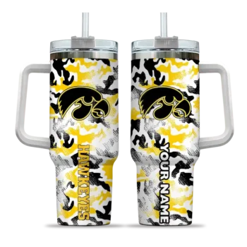 customized iowa hawkeyes camo mashup black white curved tumbler best selling.webp