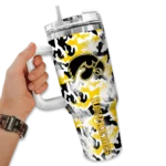 customized iowa hawkeyes camo mashup black white curved tumbler best selling.webp