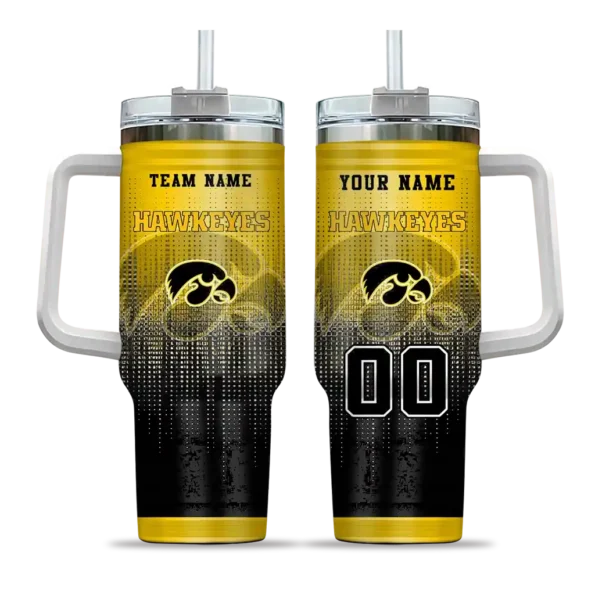 customized iowa hawkeyes gradient dots black curved tumbler best selling.webp