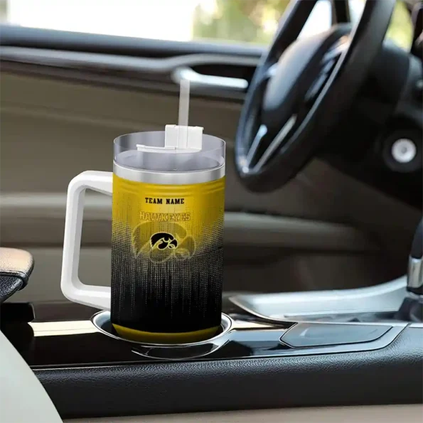 customized iowa hawkeyes gradient dots black curved tumbler trendy.webp