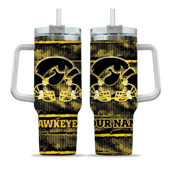 customized iowa hawkeyes honey streaks black curved tumbler best selling.webp