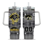 customized iowa hawkeyes superman shield black gray curved tumbler best selling.webp