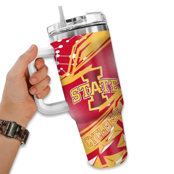 customized iowa state cyclones abstract paths red curved tumbler fashion forward.webp