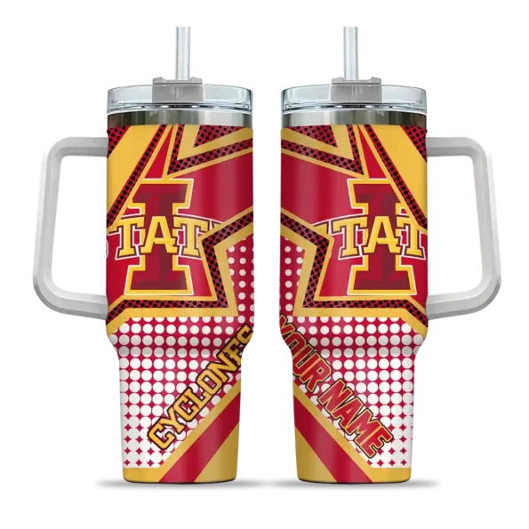 customized iowa state cyclones arrow burst red curved tumbler best selling.webp