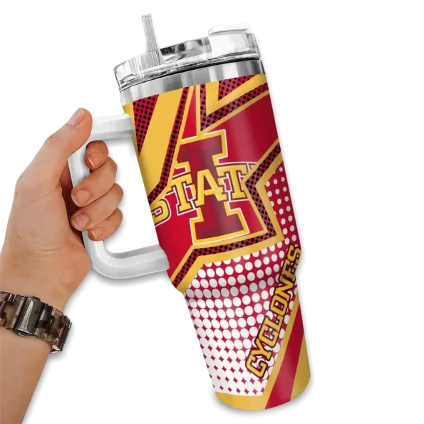 customized iowa state cyclones arrow burst red curved tumbler fashion forward.webp