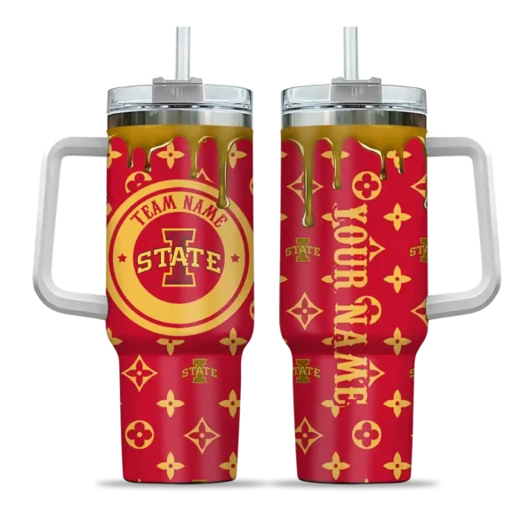 customized iowa state cyclones bullseye drips red curved tumbler best selling.webp