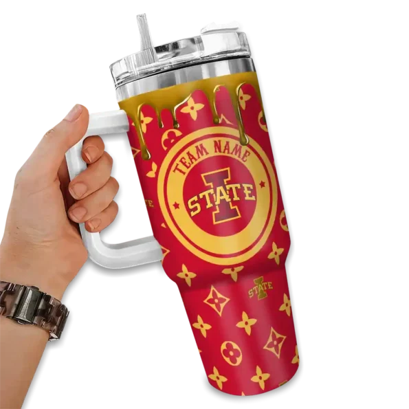customized iowa state cyclones bullseye drips red curved tumbler fashion forward.webp