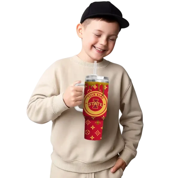 customized iowa state cyclones bullseye drips red curved tumbler latest model.webp