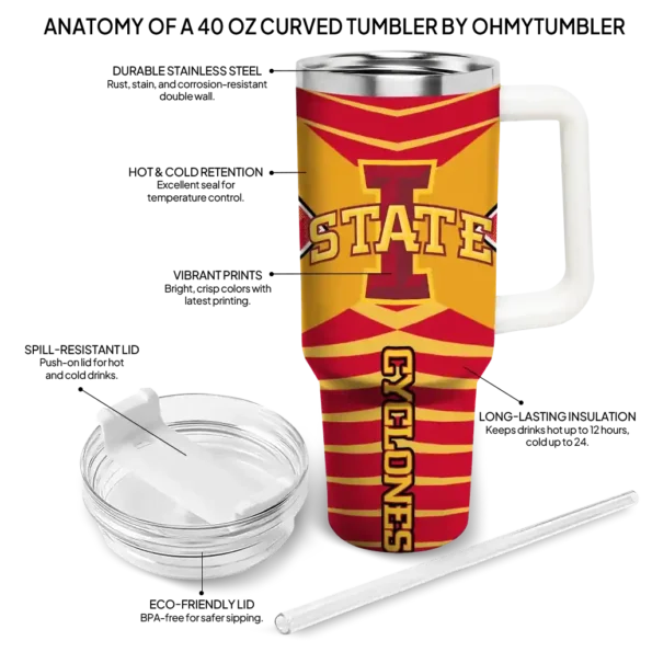 customized iowa state cyclones chevron layers red curved tumbler new arrival.webp