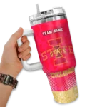customized iowa state cyclones geometric prism red curved tumbler best selling.webp