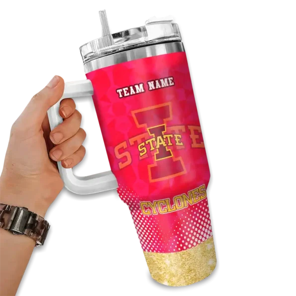 customized iowa state cyclones geometric prism red curved tumbler fashion forward.webp