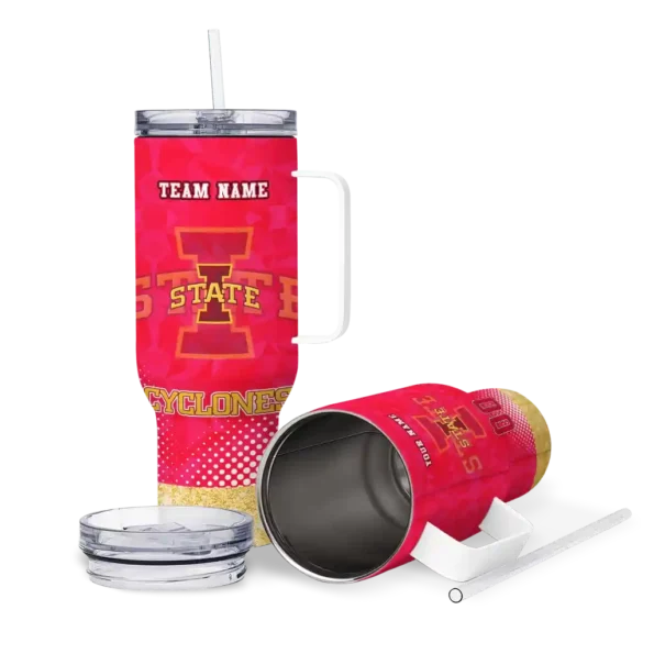 customized iowa state cyclones geometric prism red curved tumbler high quality.webp