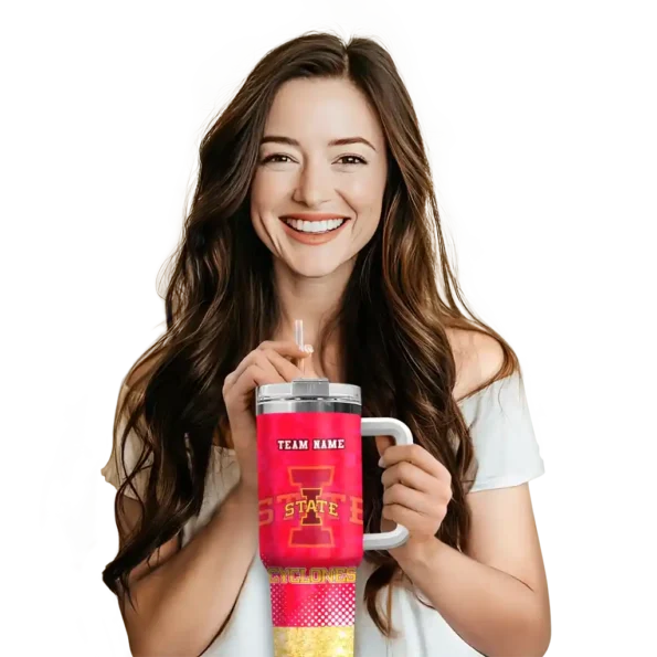 customized iowa state cyclones geometric prism red curved tumbler premium grade.webp