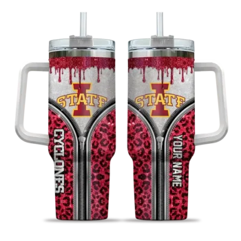 customized iowa state cyclones leopard zipper red curved tumbler best selling.webp