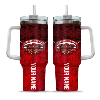 customized jacksonville state gamecocks chevron stripe red curved tumbler best selling.webp