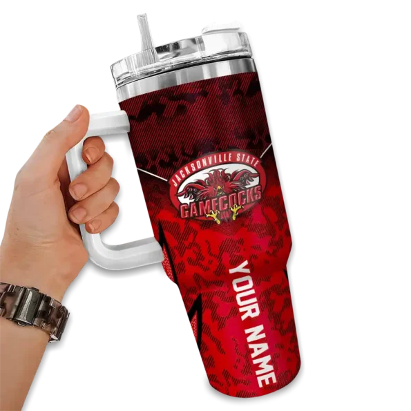 customized jacksonville state gamecocks chevron stripe red curved tumbler fashion forward.webp
