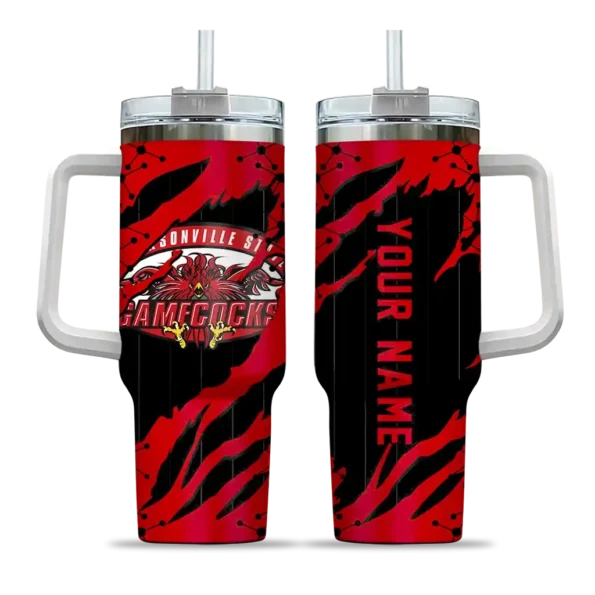 customized jacksonville state gamecocks claw cut red black curved tumbler best selling.webp