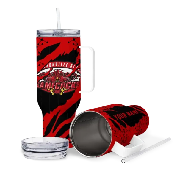 customized jacksonville state gamecocks claw cut red black curved tumbler high quality.webp