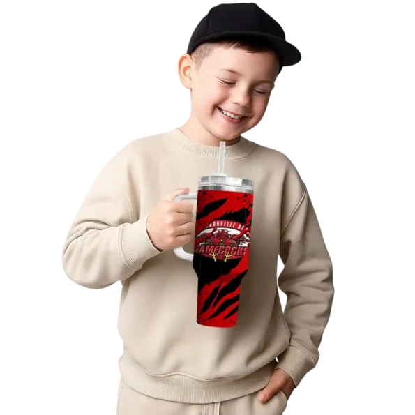 customized jacksonville state gamecocks claw cut red black curved tumbler latest model.webp