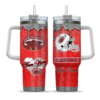 customized jacksonville state gamecocks heart helmet motif red curved tumbler best selling.webp