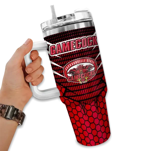 customized jacksonville state gamecocks hex texture red curved tumbler fashion forward.webp