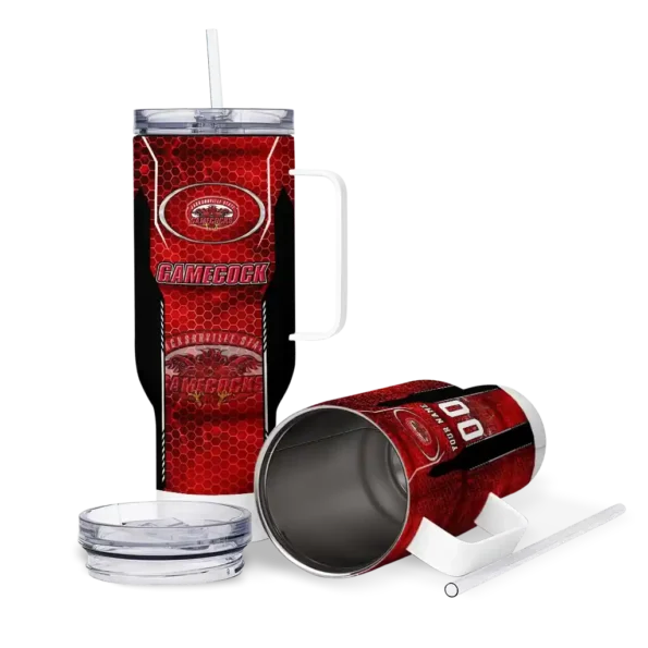 customized jacksonville state gamecocks hexagon armor red curved tumbler high quality.webp