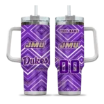 customized james madison dukes bold diamonds purple curved tumbler best selling.webp