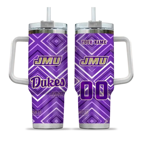 customized james madison dukes bold diamonds purple curved tumbler best selling.webp