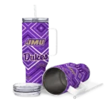 customized james madison dukes bold diamonds purple curved tumbler best selling.webp