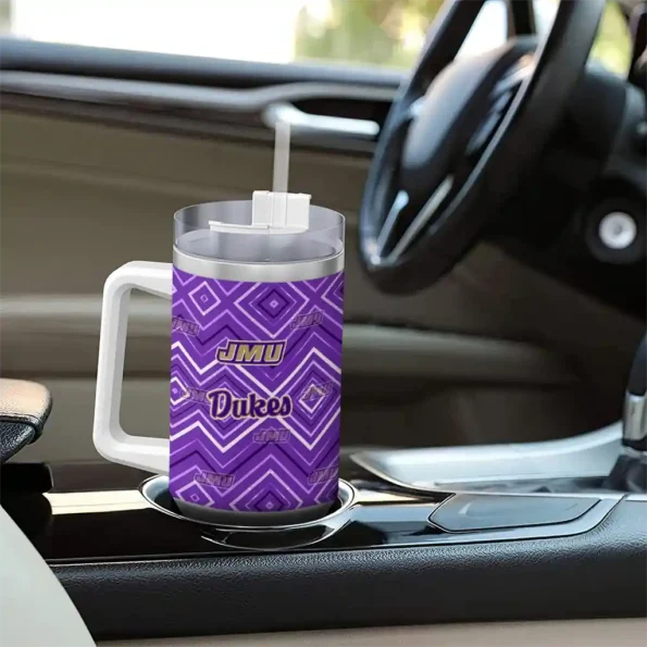 customized james madison dukes bold diamonds purple curved tumbler trendy.webp
