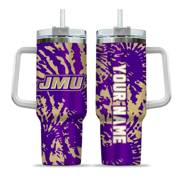 customized james madison dukes burst swirl purple curved tumbler best selling.webp