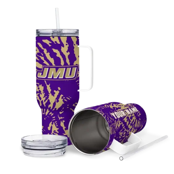 customized james madison dukes burst swirl purple curved tumbler high quality.webp