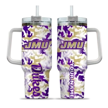 customized james madison dukes camo mashup purple white curved tumbler best selling.webp