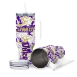 customized james madison dukes camo mashup purple white curved tumbler best selling.webp