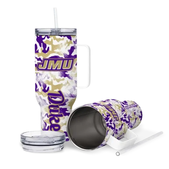 customized james madison dukes camo mashup purple white curved tumbler high quality.webp