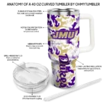 customized james madison dukes camo mashup purple white curved tumbler best selling.webp