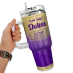 customized james madison dukes gradient dots purple curved tumbler best selling.webp