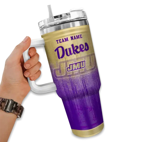 customized james madison dukes gradient dots purple curved tumbler fashion forward.webp