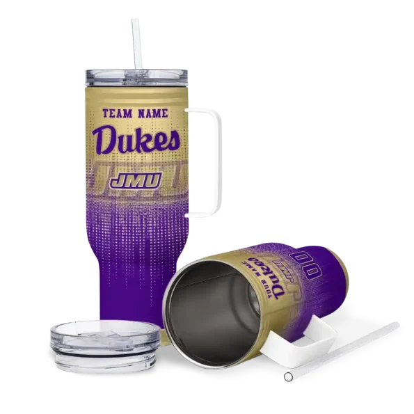 customized james madison dukes gradient dots purple curved tumbler high quality.webp