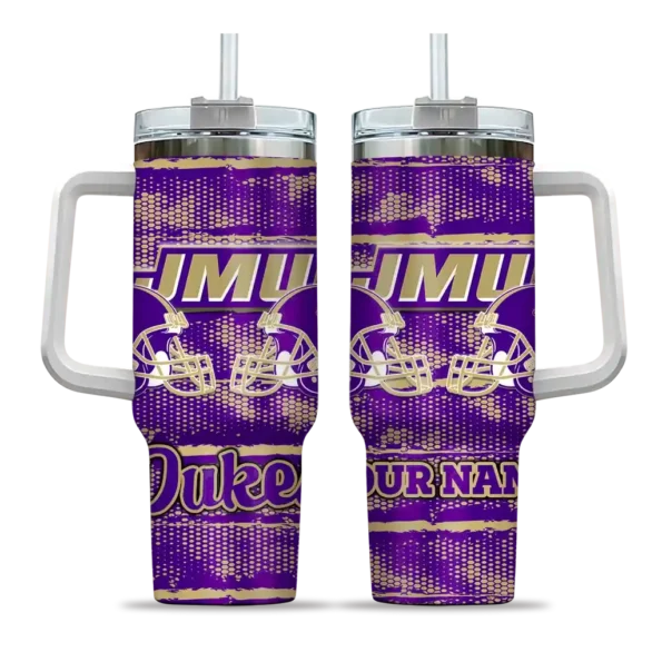 customized james madison dukes honey streaks purple curved tumbler best selling.webp