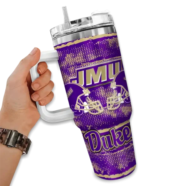 customized james madison dukes honey streaks purple curved tumbler fashion forward.webp