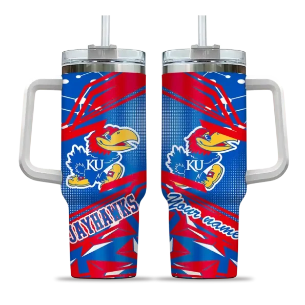 customized kansas jayhawks abstract paths blue curved tumbler best selling.webp