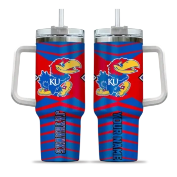 customized kansas jayhawks chevron layers blue curved tumbler best selling.webp