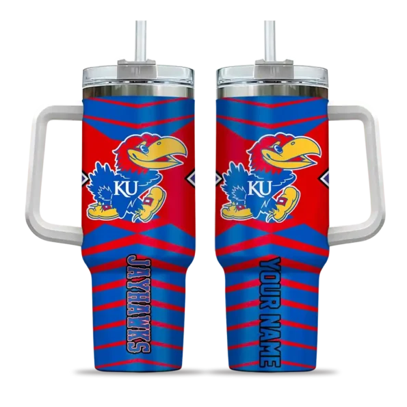 customized kansas jayhawks chevron layers blue curved tumbler best selling.webp