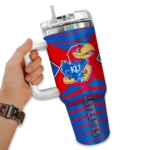 customized kansas jayhawks chevron layers blue curved tumbler best selling.webp